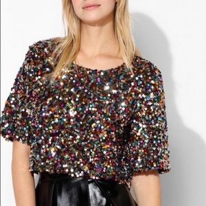 H&M Multi-Colored Sequin Crop Top